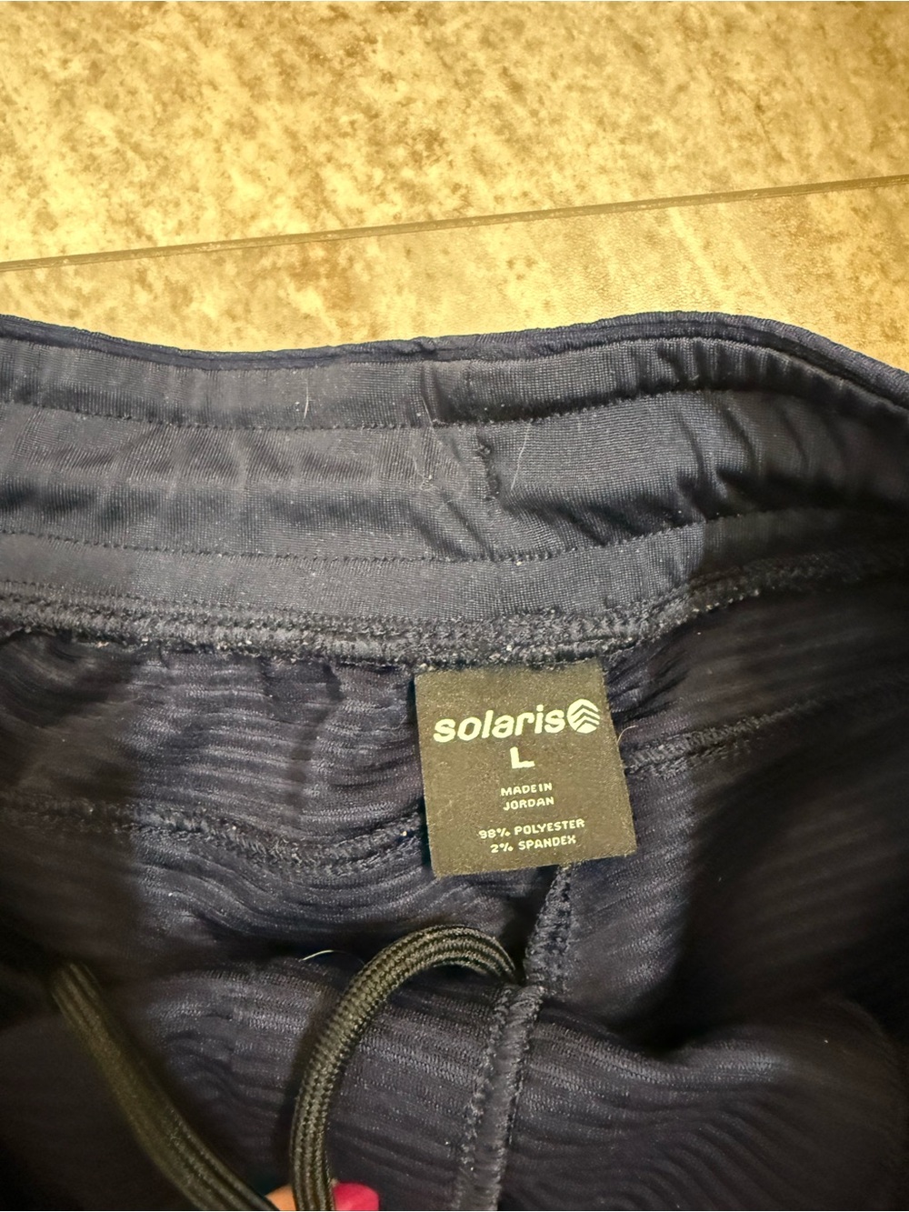Men's Navy Athletic Performance Shorts with Logo - Picture 2 of 3